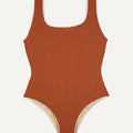 Swimsuit "Zephyr" in chestnut brown pique