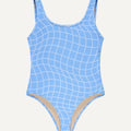 Surf Swimsuit "Zephyr" in blue pool print terry