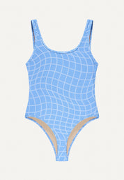 Surf Swimsuit "Zephyr" in blue pool print terry