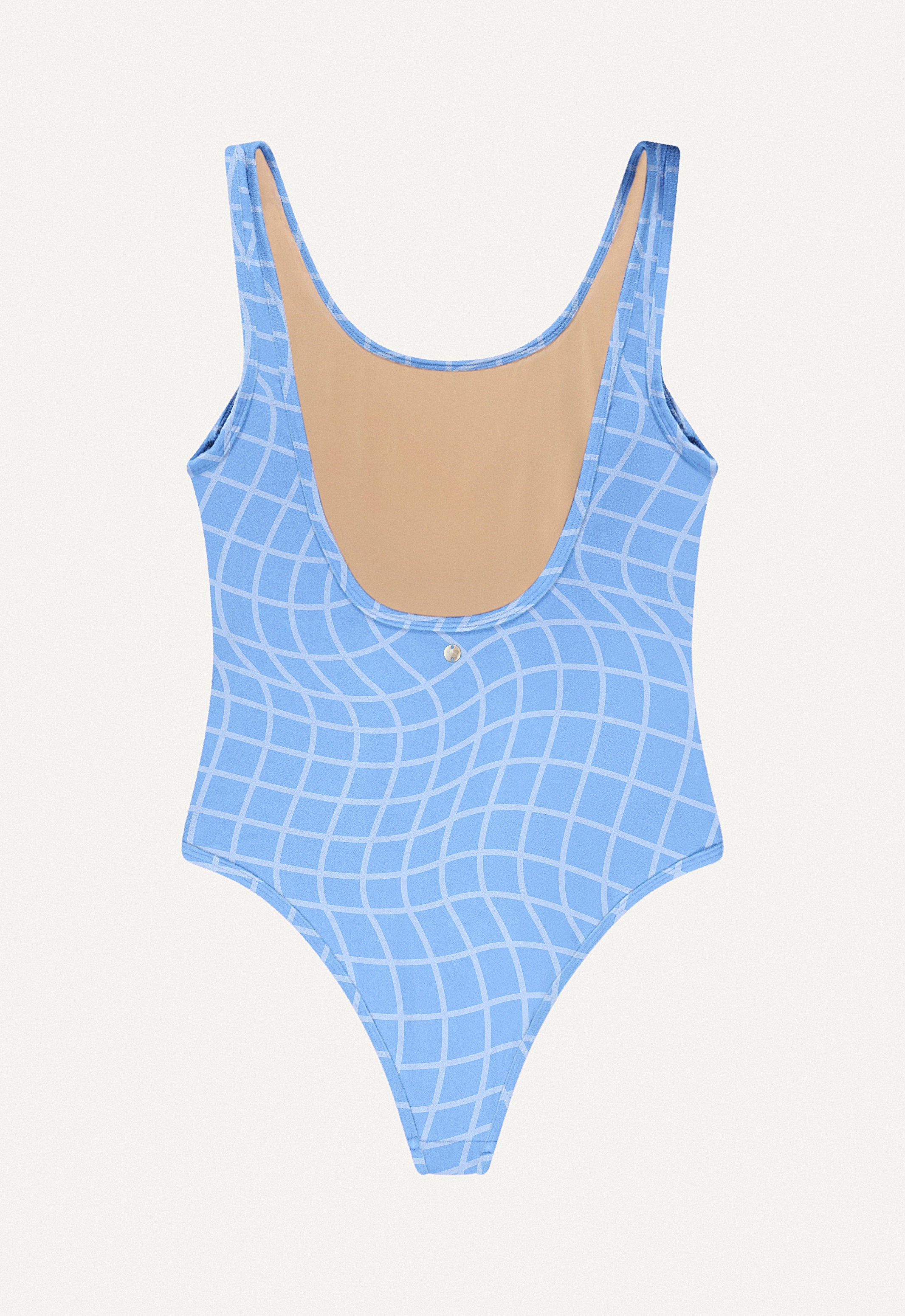 Surf Swimsuit "Zephyr" in blue pool print terry