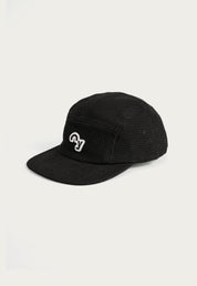 5-Panel Cap "Oy" in black organic cotton waffle